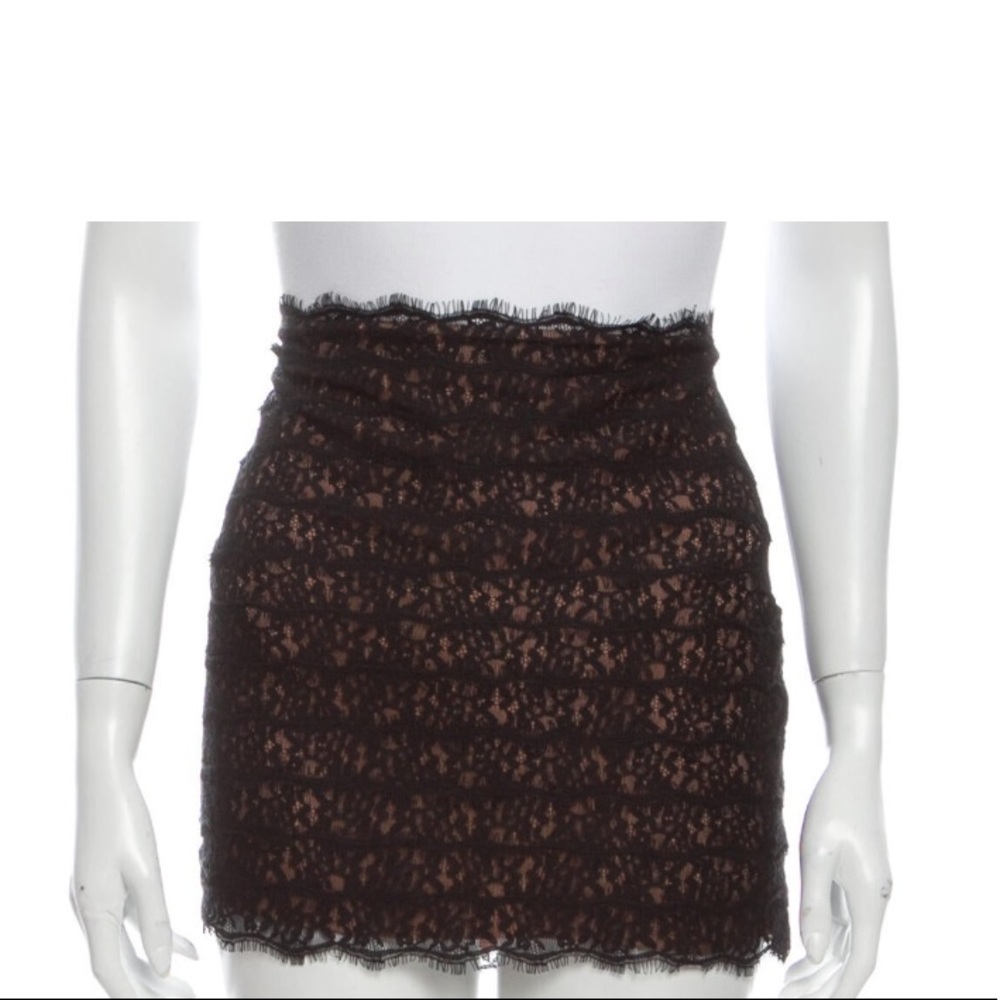Haute Hippie Black Lace Above Knee Mini Skirt MED